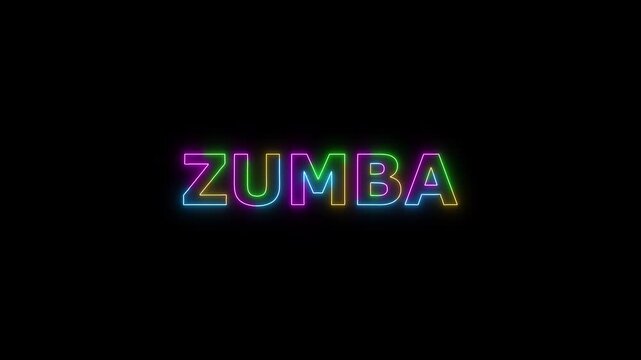 ZOMBA colored text. Laser vintage effect. Infinite loadable, 4 ti neon color , neon sign glowing against a black background wk video.