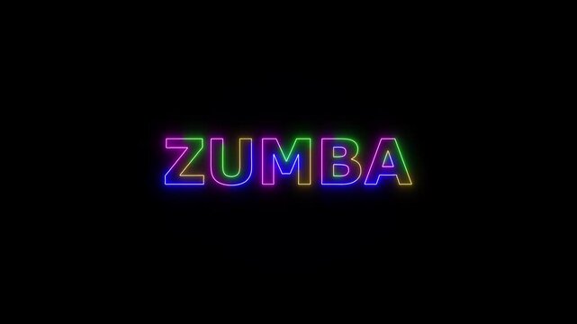 ZOMBA colored text. Laser vintage effect. Infinite loadable, 4 ti neon color , neon sign glowing against a black background wk video.