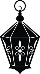 Islamic or Moroccan lantern silhouette isolated on transparent background beautiful decorative lamp design for celebrations