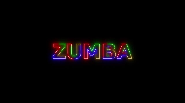 ZOMBA colored text. Laser vintage effect. Infinite loadable, 4 ti neon color , neon sign glowing against a black background wk video.