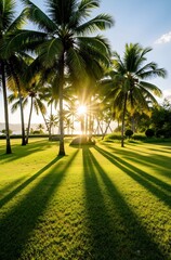 Obraz premium palm trees at sunset