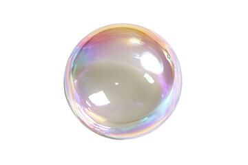 A translucent, iridescent sphere floating against a black background, reflecting light subtly