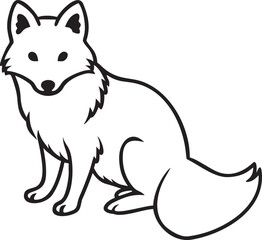 Simple line drawing of a sitting arctic fox