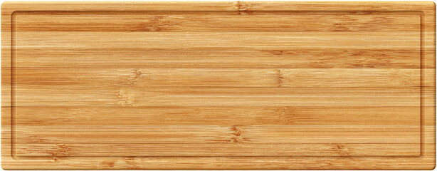 Rectangular wooden cutting board with a groove around the edges, showing natural wood grain