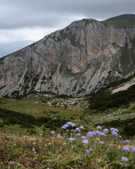mountain landscape on peak of the balkans trail in Montenegro