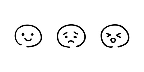 手書きの顔文字・表情アイコン漫符セット