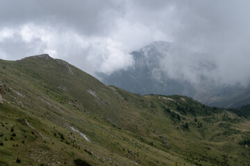 mountain landscape on peak of the balkans trail in Montenegro