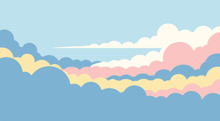 Pastel clouds sky illustration background vector cartoon style wallpaper design graphic resource 100