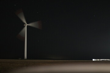 wind turbine at night