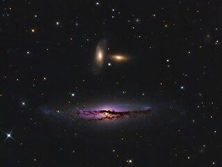 Interacting Galaxies In Deep Space With Stars And Cosmic Dust galaxy nebula