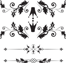 Black Floral Ornaments — Vector Frames and Dividers for Wedding and Invitation Design