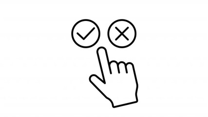 Choice buttons white line animation video icon showing interactive options or selection buttons in minimalist white outline style.