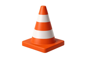 Traffic cone signaling warning, safety, and construction work, isolated with transparent background