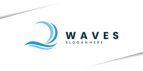 Blue style ocean wave logo design