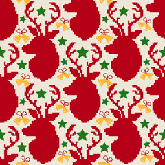 Knitted Christmas pattern seamless fabric Christmas winter. traditional pixel ethnic pattern vector winter style. Designed for background ,wallpaper ,carpet ,clothing ,embroidery