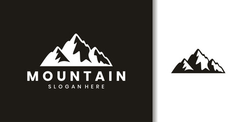 Minimalist mountain logo design for outdoor, adventure, and travel branding