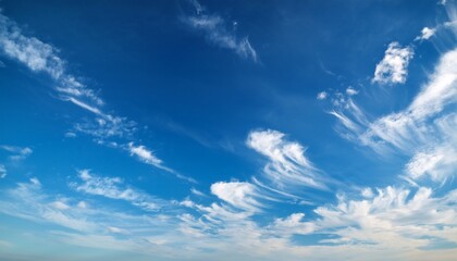 Sky Replacement White And Gray Wispy Clouds Against Summer Blue Skies