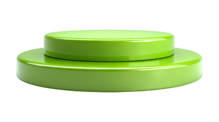 Green circular podium display stand isolated on a transparent white background, clipping path
