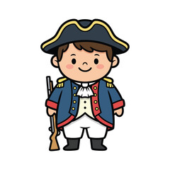 Cartoon Style Full Body American Revolutionary Soldier Illustration Character