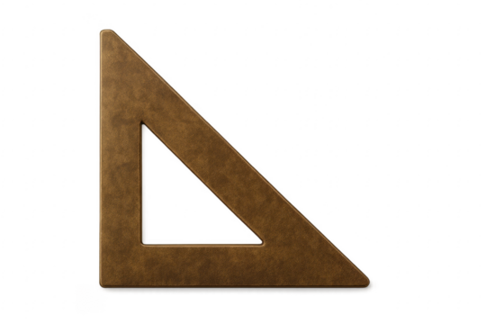 Wooden set square ruler measuring angles for geometry
