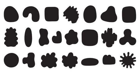 Organic liquid form collection. Wavy abstract blobs, round curves, and soft oval shapes for vector background