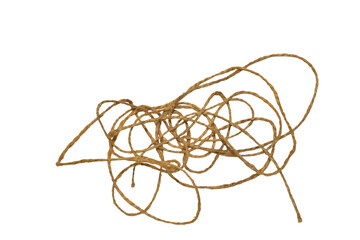 Old tangled rope, thin on PNG background.