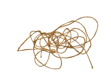 Old tangled rope, thin on PNG background.