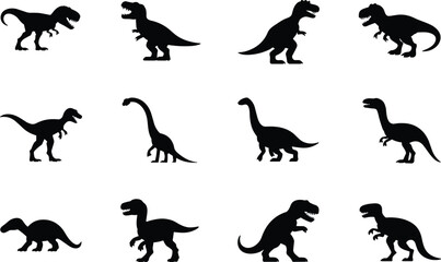 Dinosaur silhouette, prehistoric creature, fossil vector, Jurassic design, black graphic, ancient species, evolution illustration, reptile shape, paleontology icon, extinction eraDinosaur silhouette