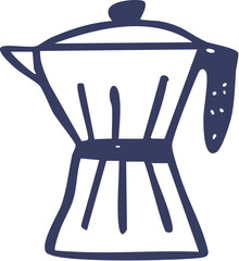 Stylized Moka Pot Coffee Maker Graphic Illustration.