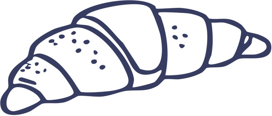 Hand-drawn outline illustration of a classic croissant with texture dots.