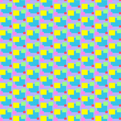 紫色ベースのカラフルな四角形パターン柄