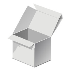 Open empty cardboard box with lid flaps up