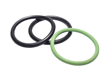 A set of rubber rings for sealing the piston system in hand pumps on PNG background.