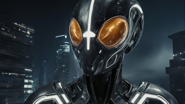 Futuristic Alien in Urban Setting - A Sci-Fi Encounter.