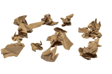 Crumpled pieces of craft paper on PNG background.