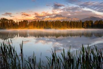 Sunset at Beliansky Pond near Spisska Bela in northern Slovakia