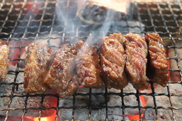 Korean food. Marinated beef ribs bbq