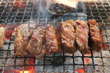 Korean food. Marinated beef ribs bbq