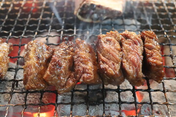 Korean food. Marinated beef ribs bbq