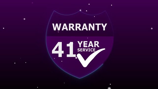A abstract glowing modern &ldquo;41 Year Warranty&rdquo; label design suitable for product packaging animation, promotional materials, and digital marketing with background.