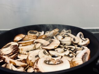 mushrooms in a pan
