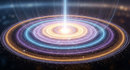 Obraz premium A Radiant Energy Field Forming Concentric Circles with Aura and Ethereal Energy Symbolizing Inner Awakening and Divine Alignment JPG