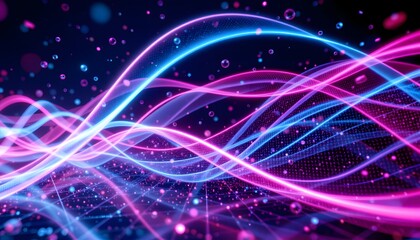 Fototapeta premium Vibrant Abstract Waves of Light in Dynamic Patterns with Colorful Energy Flowing in Darkness