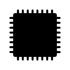 Black silhouette of a computer chip illustrating modern technology advancement trends