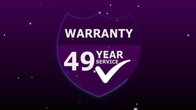 A abstract glowing modern &ldquo;49 Year Warranty&rdquo; label design suitable for product packaging animation, promotional materials, and digital marketing with background.