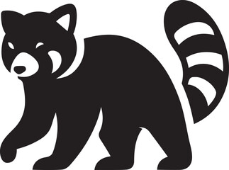 Stylized red panda walking silhouette animal wildlife, Cute red panda vector illustration for wildlife art
