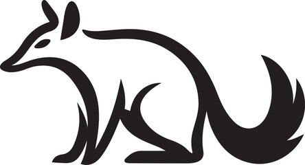 Elegant fox silhouette with flowing tail, Graceful fox vector illustration for wildlife art