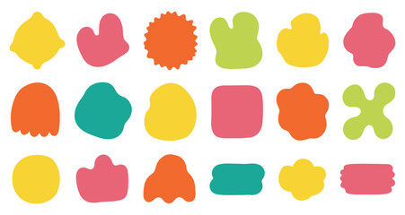 Abstract liquid organic shape collection. Round blobs, wavy curves, and soft oval patterns in vector format.