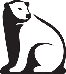 Stylized sitting polar bear silhouette animal wildlife, Minimalist polar bear vector design for nature themes