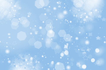 Light blue background with hexagonal bokeh effects, creates a feeling of freshness and purity.